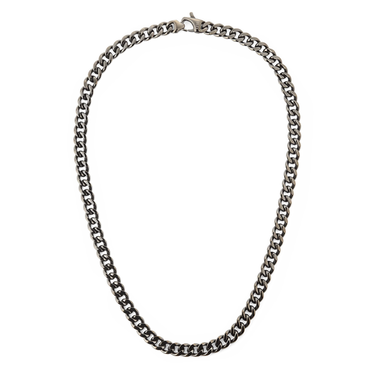 Ellipse Cuban Chain 55cm Necklace Graphite