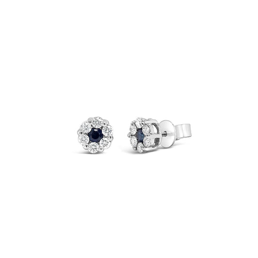 9k White Gold Sapphire & Diamond Cluster Earrings