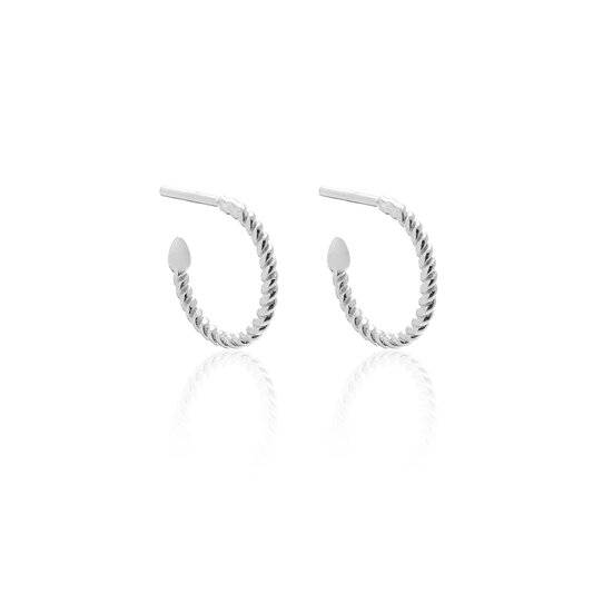 Superfine Mini Rope Hoop Earrings Silver