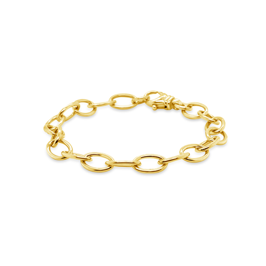 9k Yellow Gold Oval Cable 19cm Bracelet