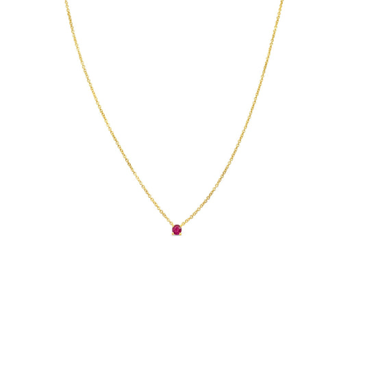 9k Yellow Gold Ruby Drop Necklace