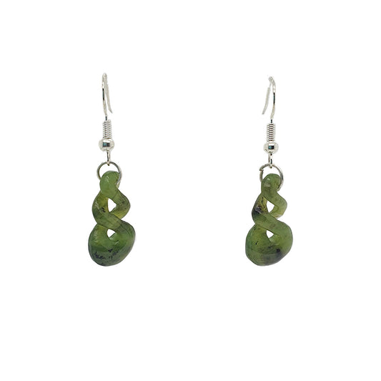 Pounamu Double Twist Hook Earrings