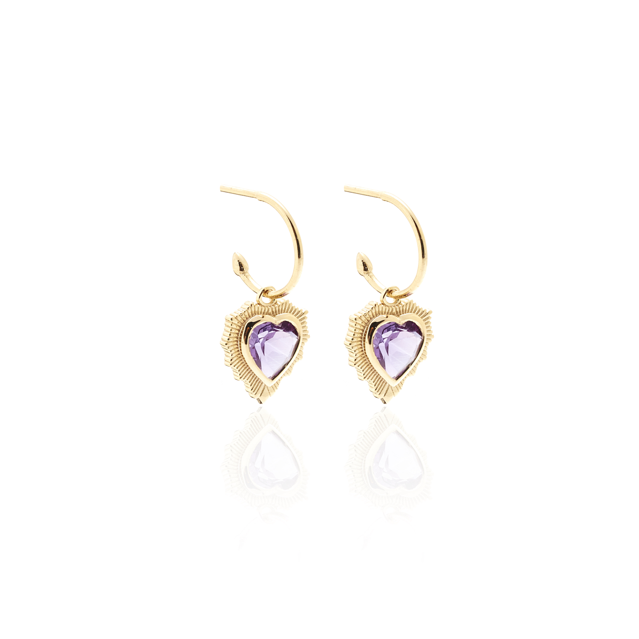 Amour Hoop Earrings Brazilian Amethyst + Gold