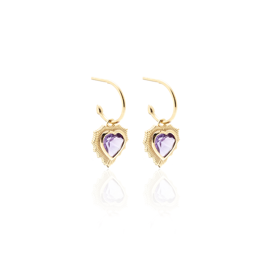 Amour Hoop Earrings Brazilian Amethyst + Gold