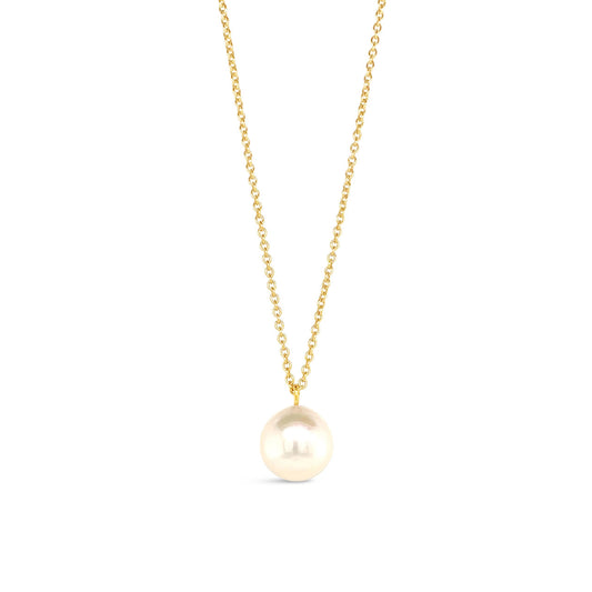 9k Yellow Gold Round Fresh Water Pearl Necklace