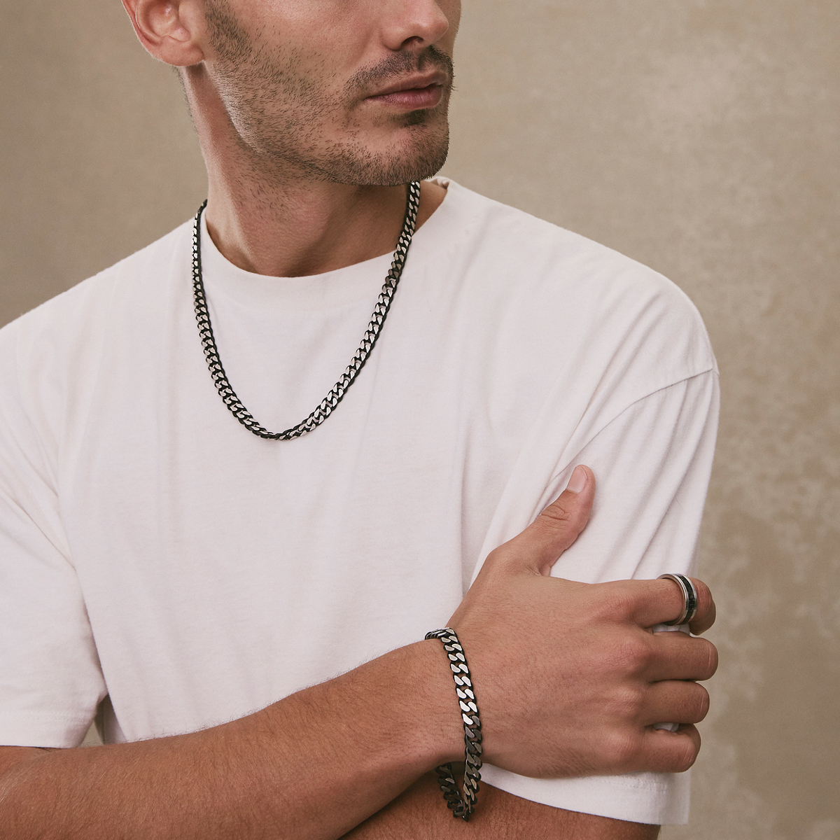 Nero Men’s Steel Curb Chain Necklace (Bold)