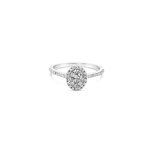 9k White Gold Diamond 0.50c Halo Style Cluster Ring
