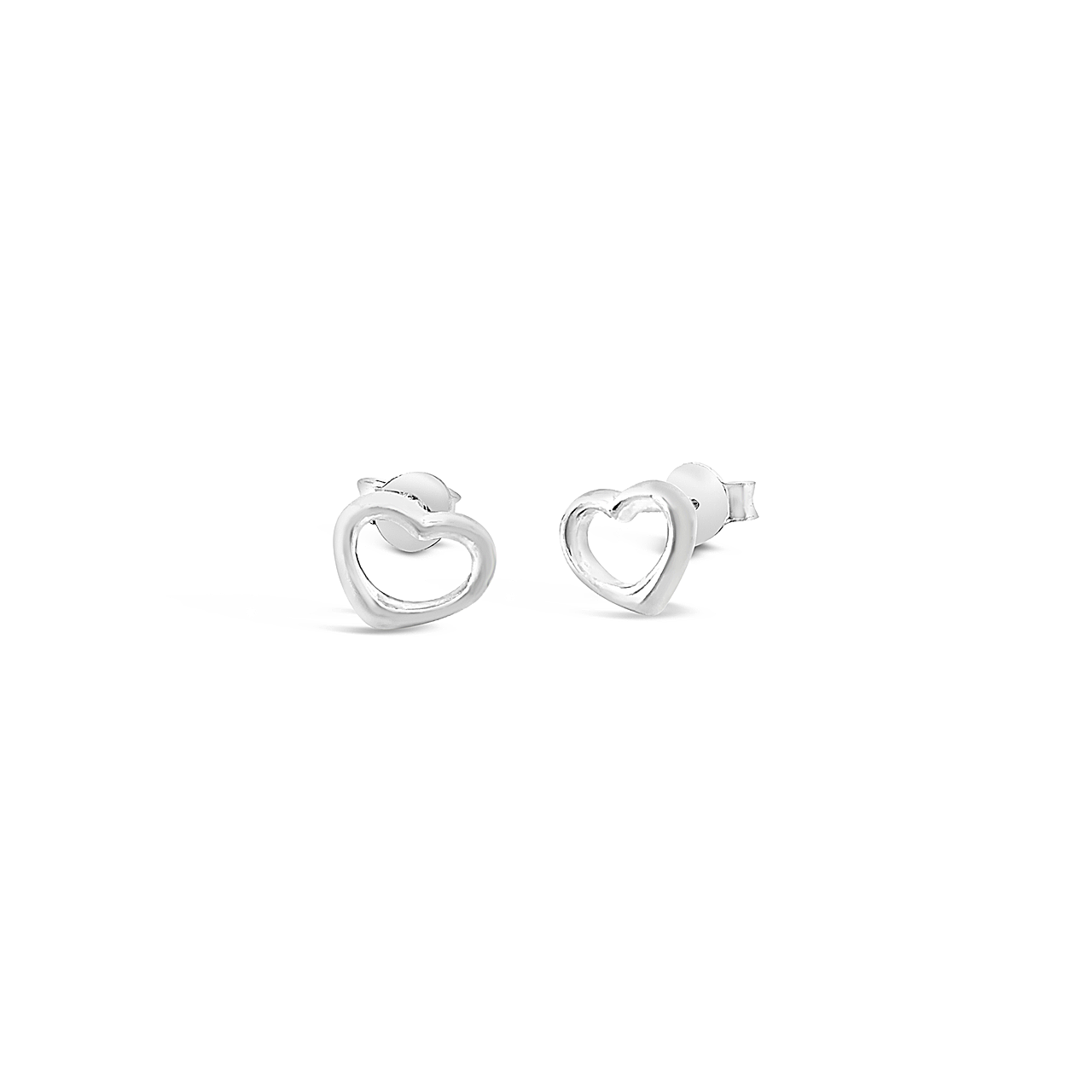 Sterling Silver Cut-Out Heart Studs