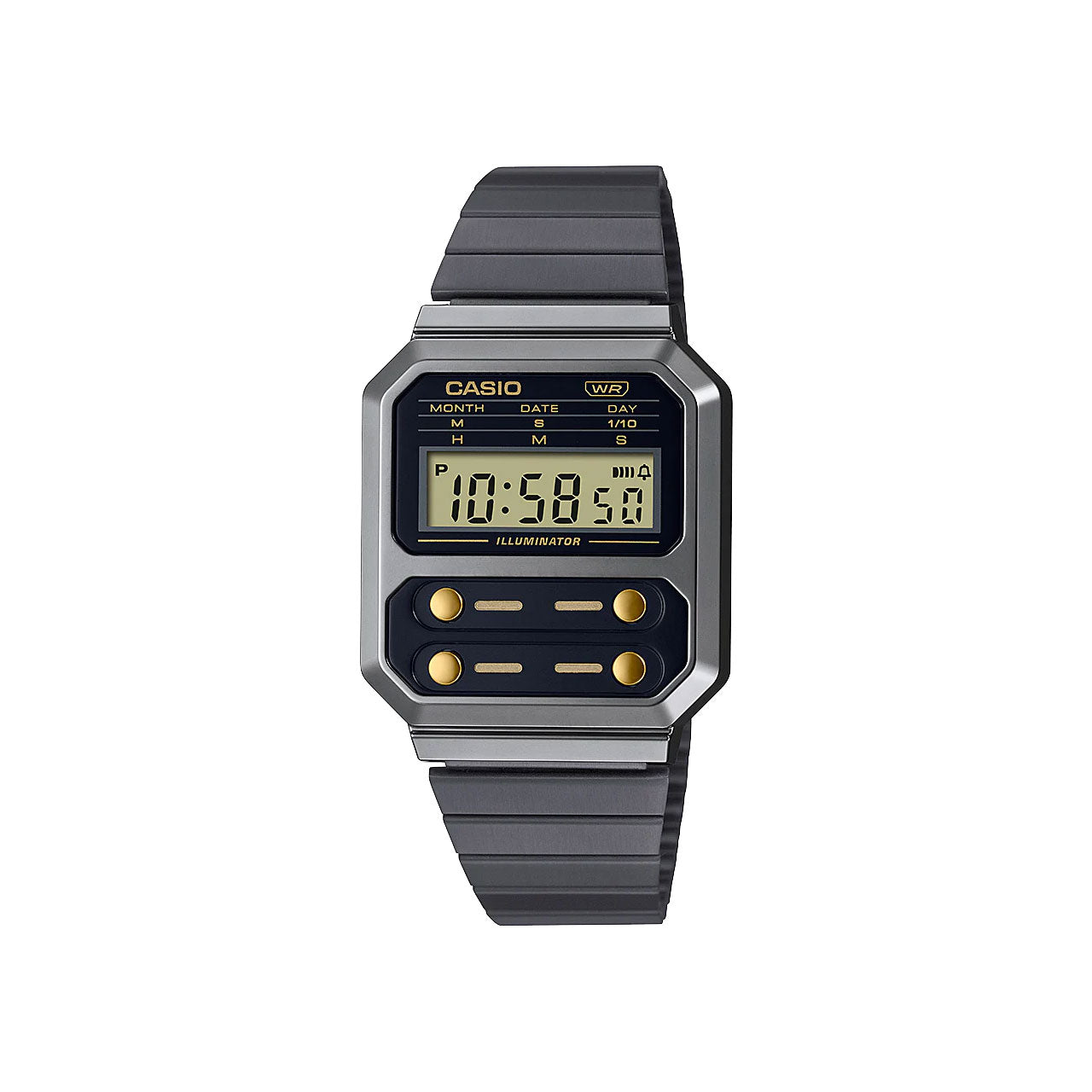 Black / Gold Vintage Digital Watch - A100WEGG-1A2