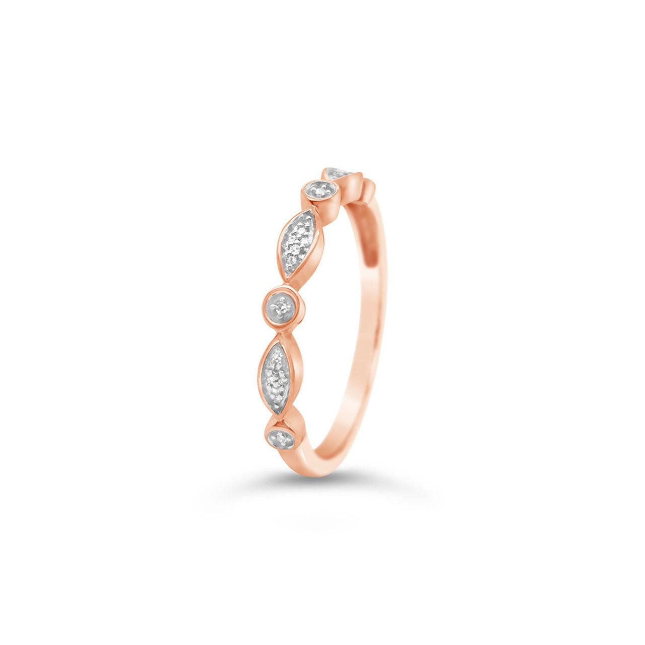 9k Rose Gold Diamond Stacker Band Dress Ring