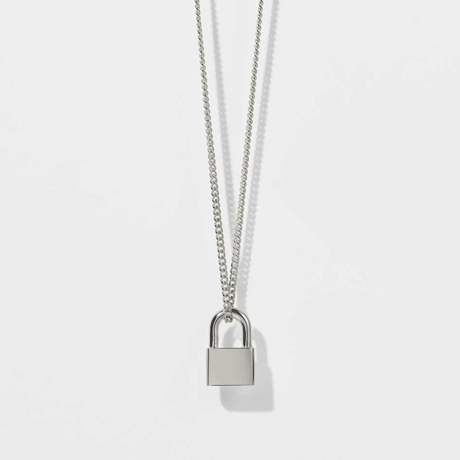Sterling Silver Locked Charm Necklace