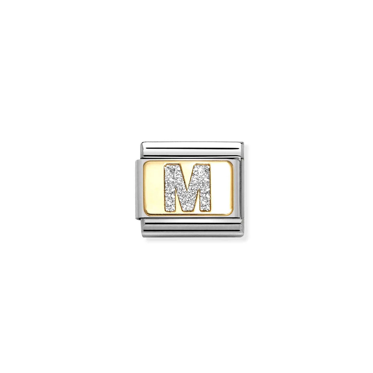 Composable Classic Link 030291/13 Silver Letter M In 18K Gold & Glitter Enamel