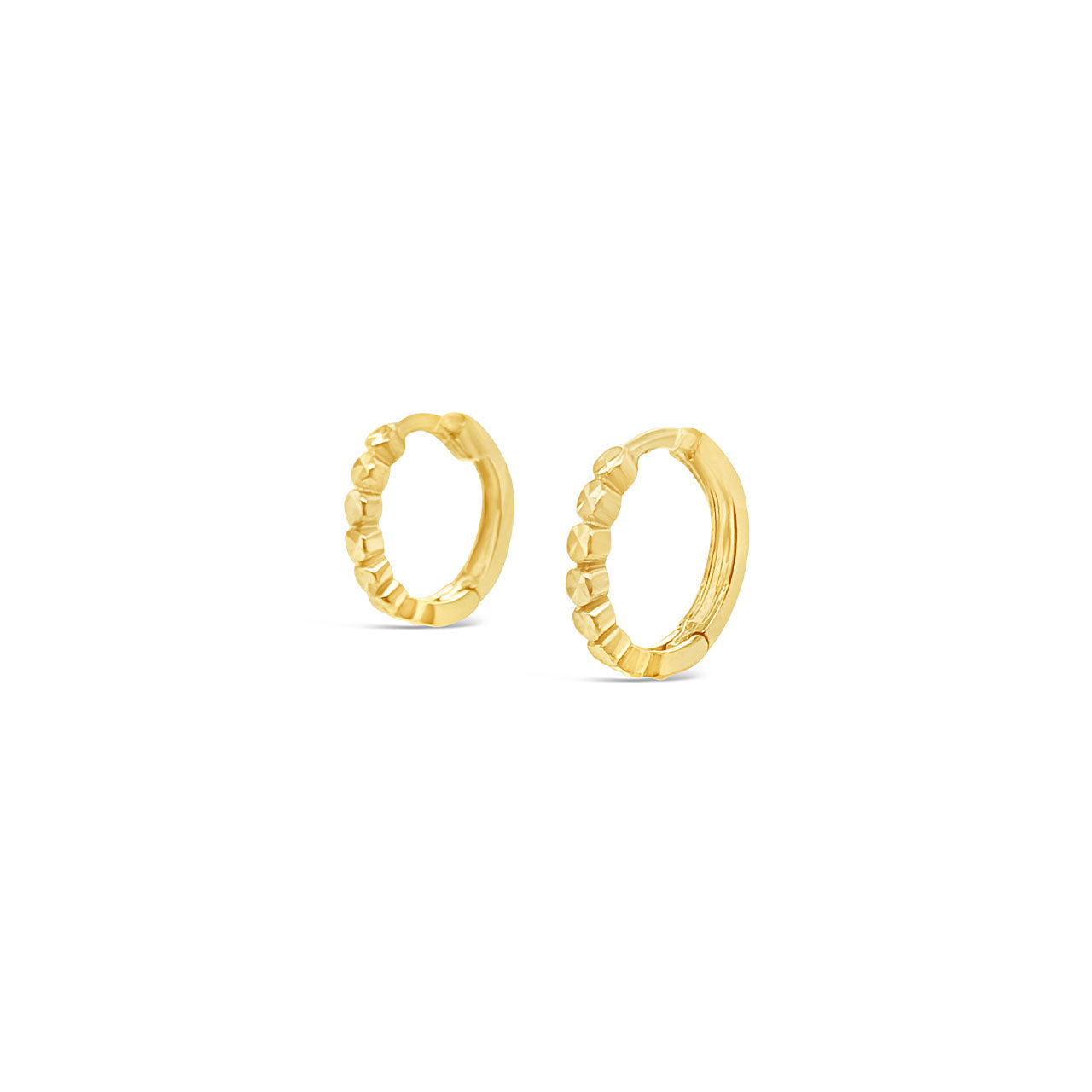 9k Yellow Gold 8mm Diamond Cut Huggie Earrings