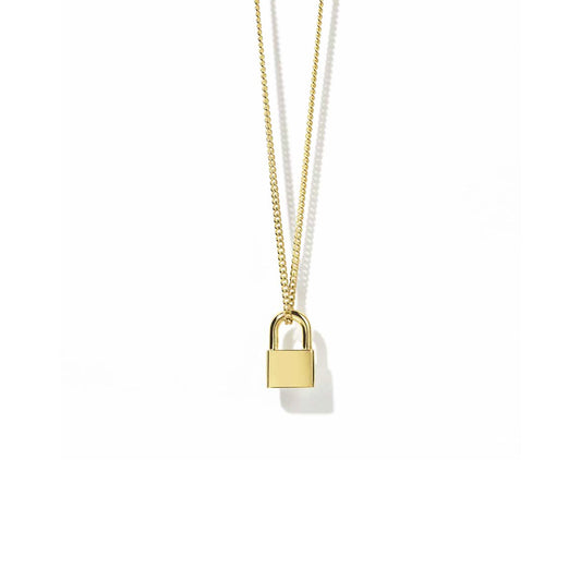 Sterling Silver Gold Plated Locked Charm Necklace