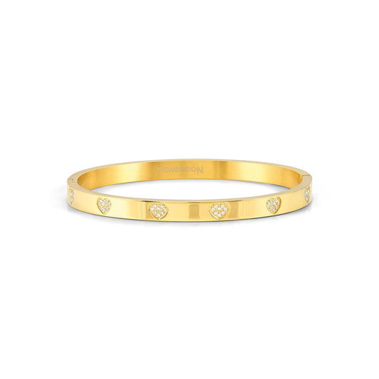 Pretty Bangles 029503/006 Thick Gold Hearts With CZ