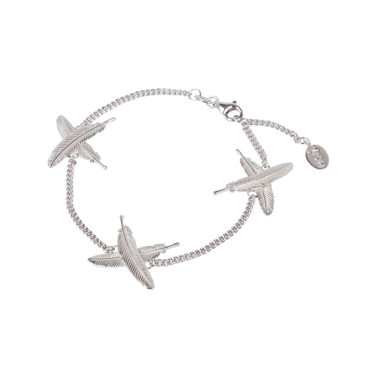 Sterling Silver Feather Kisses Bracelet