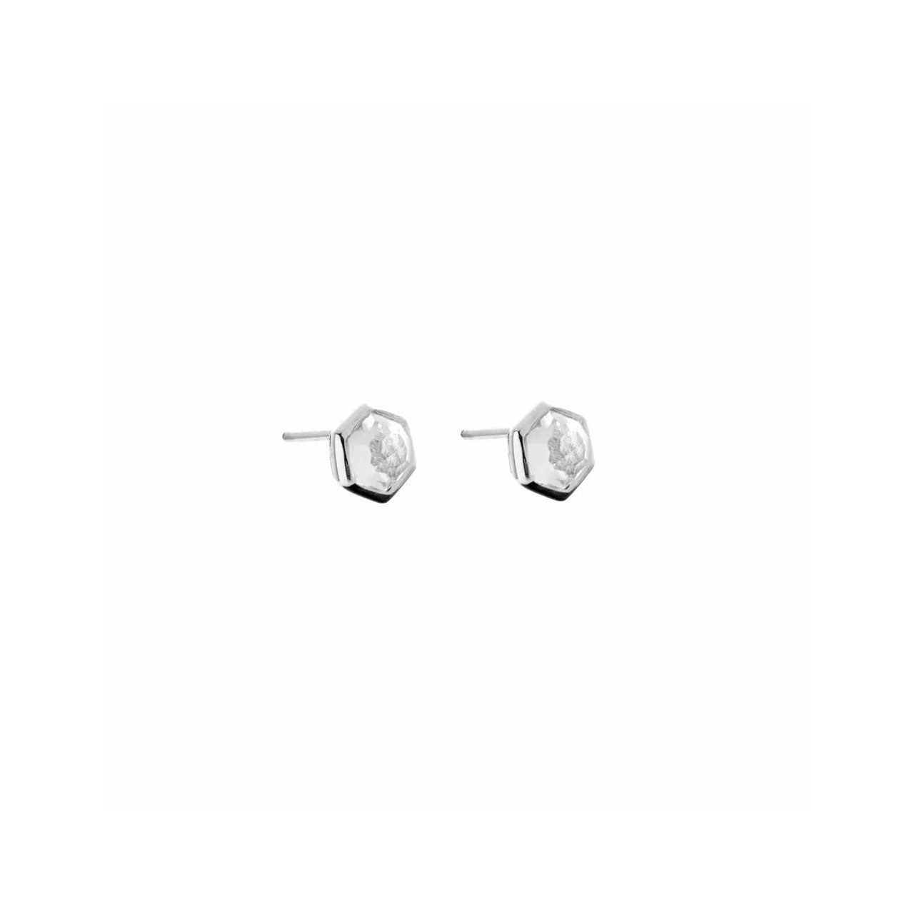 Mini Harmony Studs Crystal Quartz + Silver