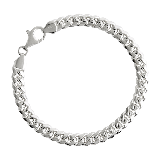 Cuban Men's Silver Chain Bracelet 21cm