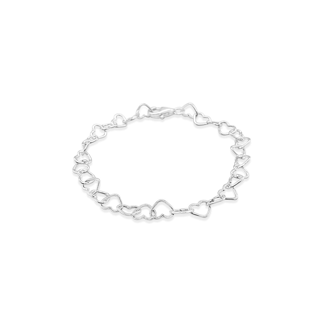 Sterling Silver 5x7mm Heart Link Bracelet