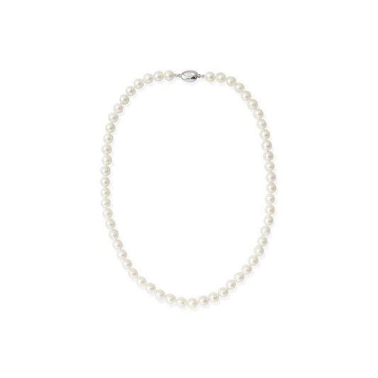 Fresh Water White Semi-Round 7-7.5mm  Knotted Strand Necklace