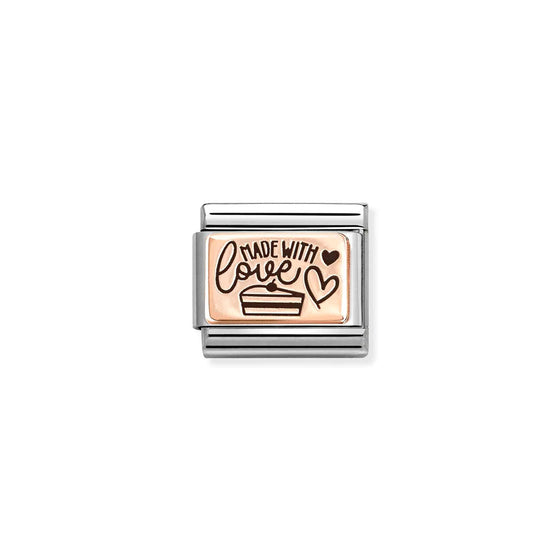 Composable Classic Link 430111/24 Made With Love 9K Rose Gold And Black Enamel