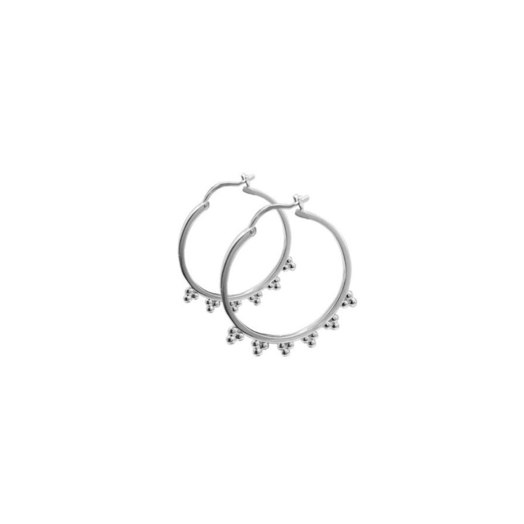 Ballas 3 Bead Cluster Small Hoop Earrings