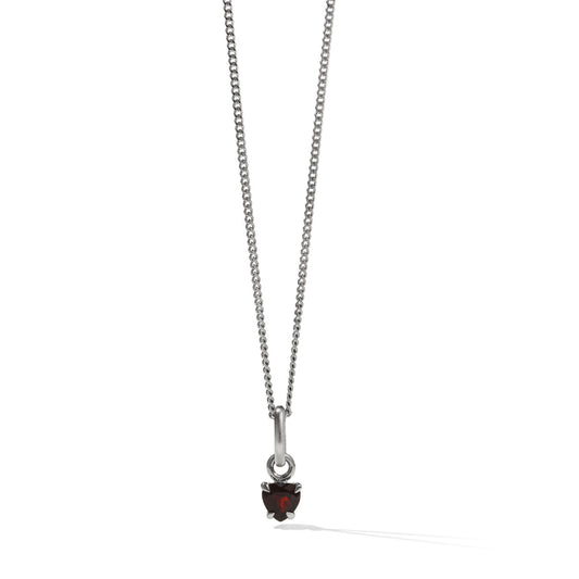 Sterling Silver Thai Garnet Micro Heart Jewel 45cm Necklace