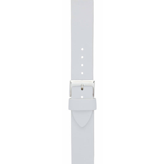 White 18mm Leather Watch Strap with Silver Buckle
