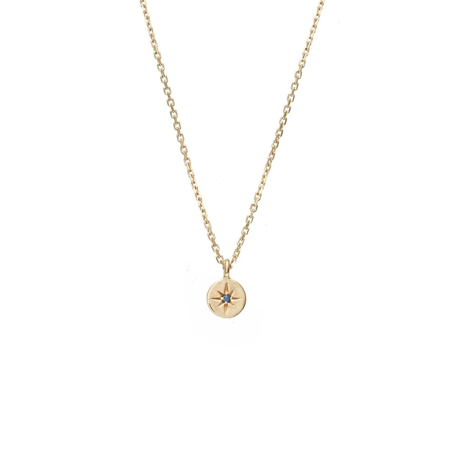Petite North Star Necklace Blue Sapphire + Gold