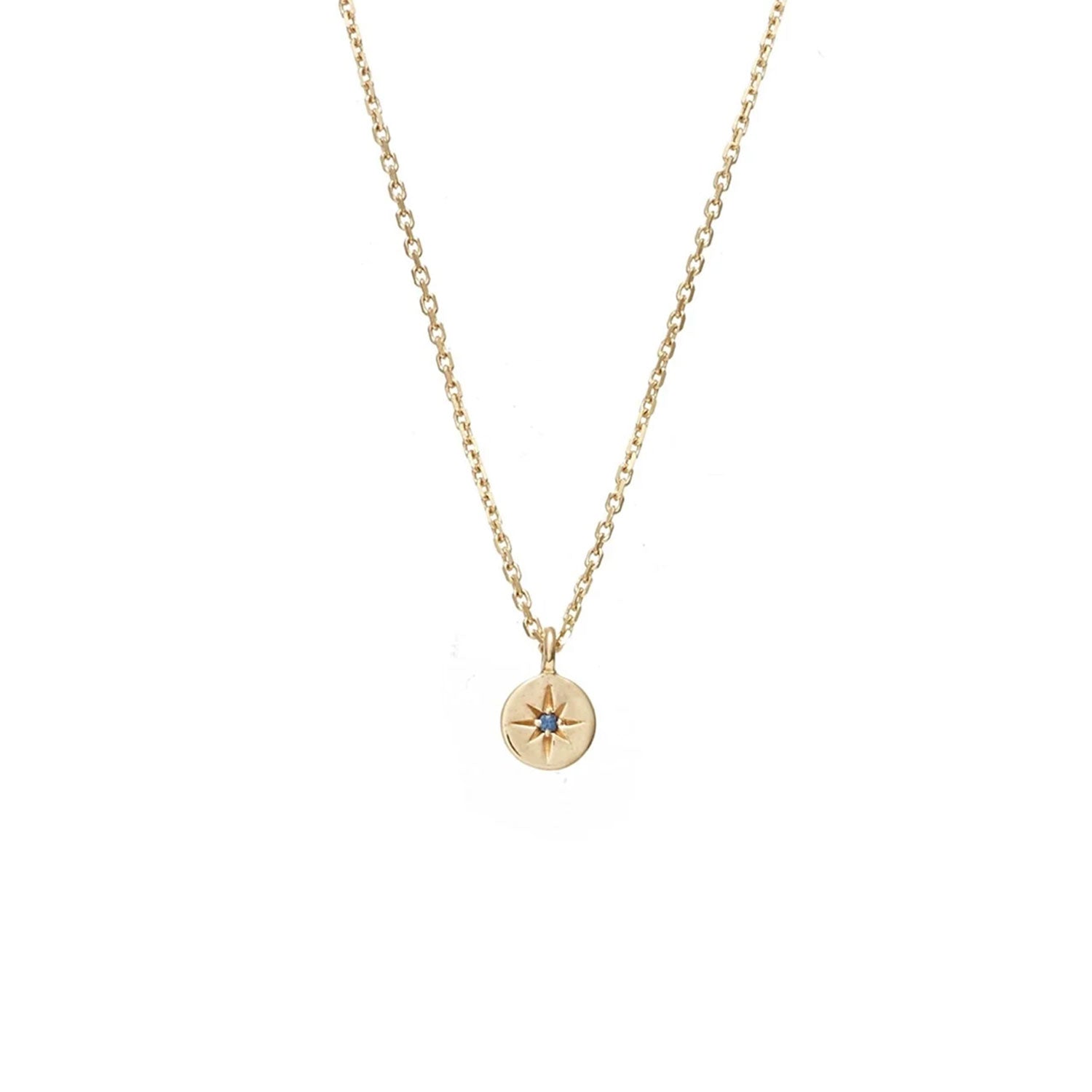 Petite North Star Necklace Blue Sapphire + Gold