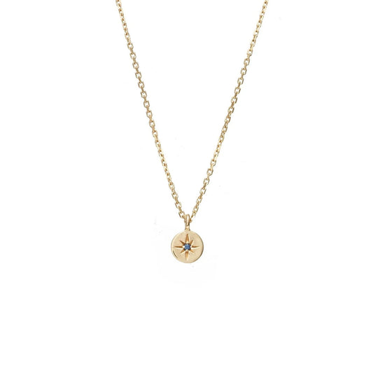 Petite North Star Necklace Blue Sapphire + Gold
