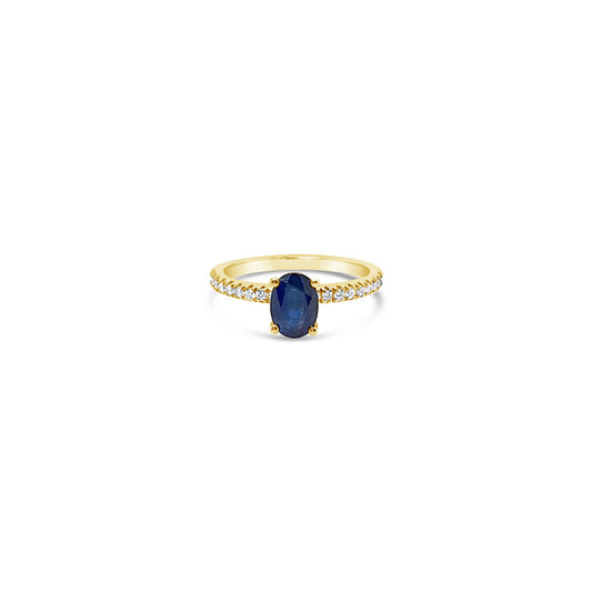 10k Yellow Gold Sapphire & Diamond Solitaire Ring
