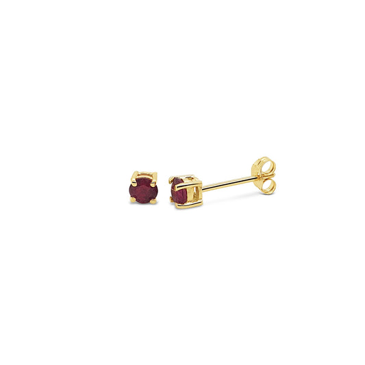9k Yellow Gold Ruby 4 Claw Stud Earrings