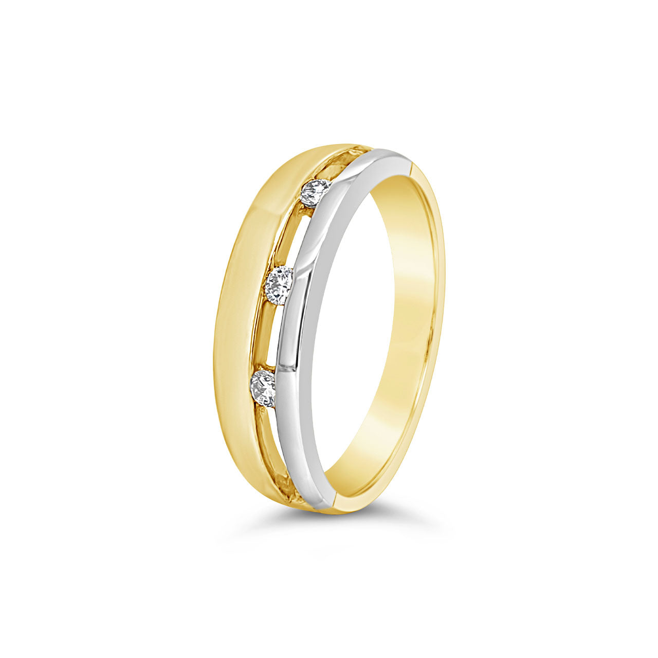9k Yellow & White 2 Tone Diamond Ring - Size N.5