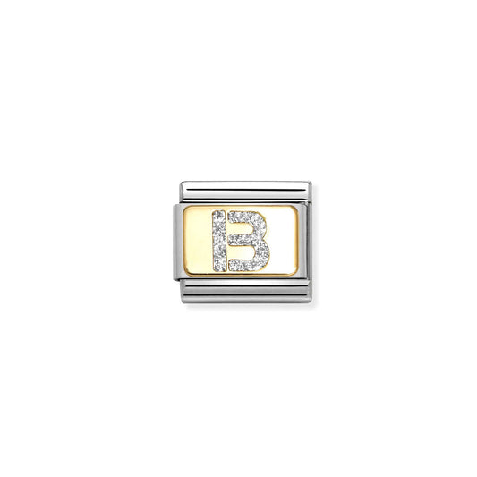 Composable Classic Link 030291/02 Silver Letter B In 18K Gold & Glitter Enamel