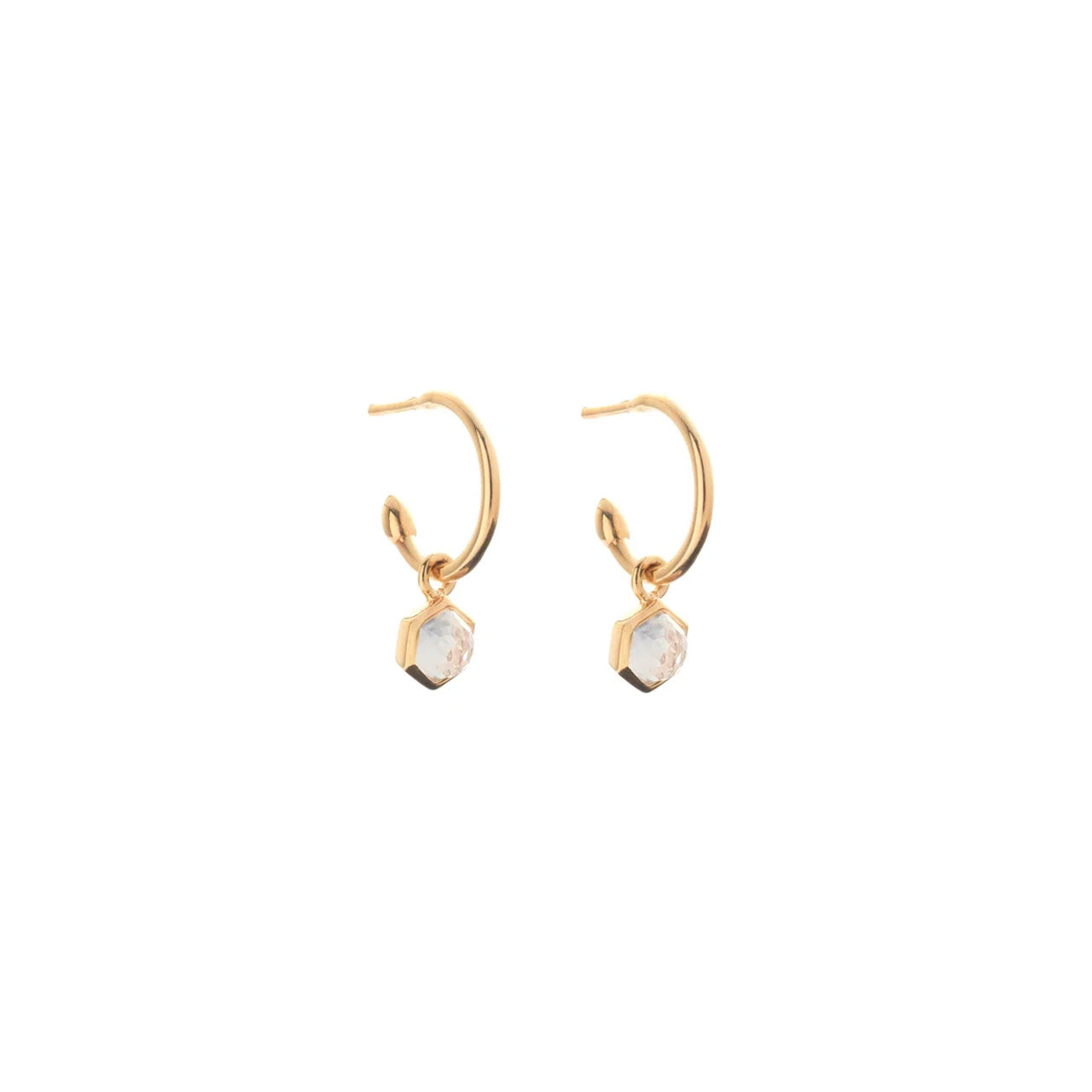 Mini Harmony Hoops Crystal Quartz + Gold