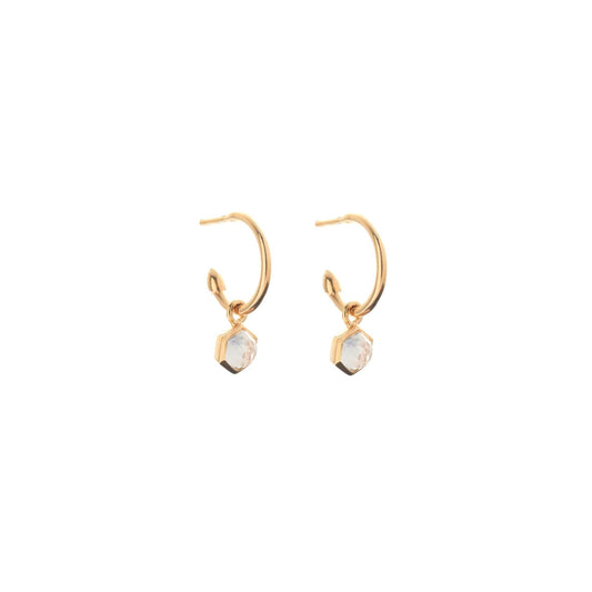 Mini Harmony Hoops Crystal Quartz + Gold