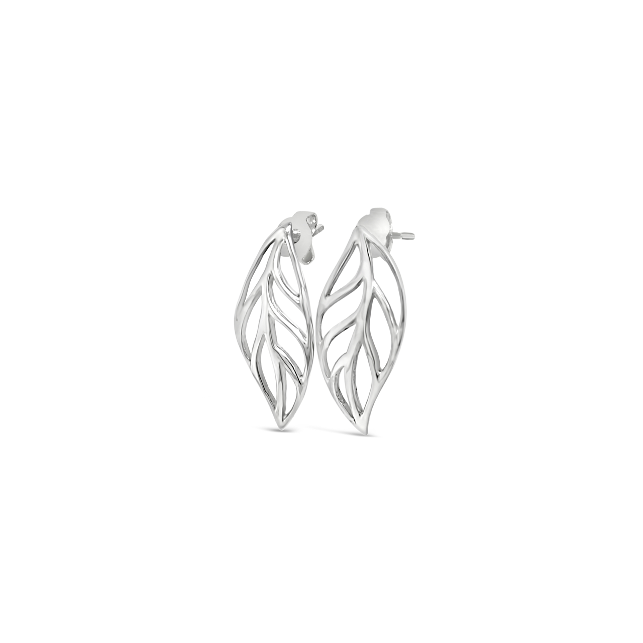 Sterling Silver Medium Leaf Stud Earrings