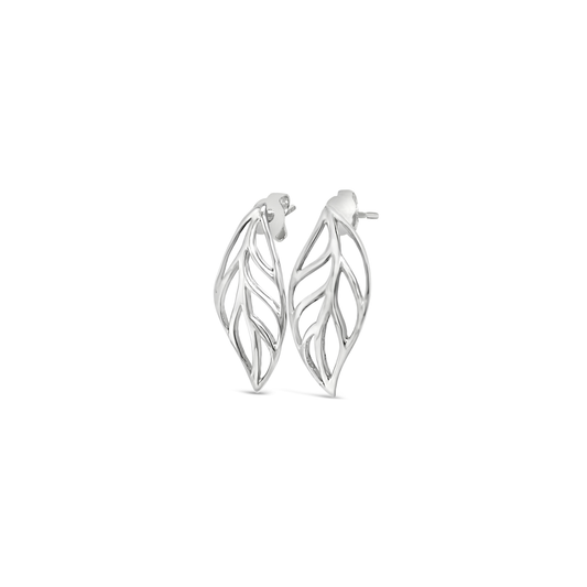 Sterling Silver Medium Leaf Stud Earrings