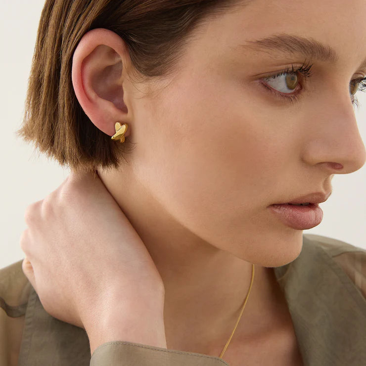 Bisous Stud Earrings - Gold Plated