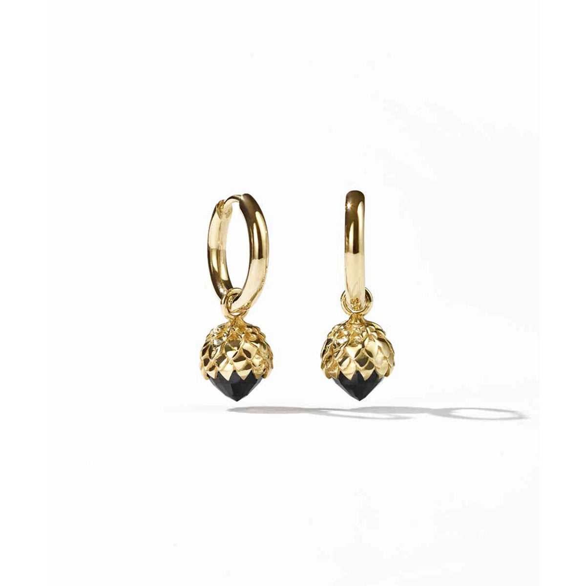 Sterling Silver Gold Plated Protea Charm Earrings - Onyx