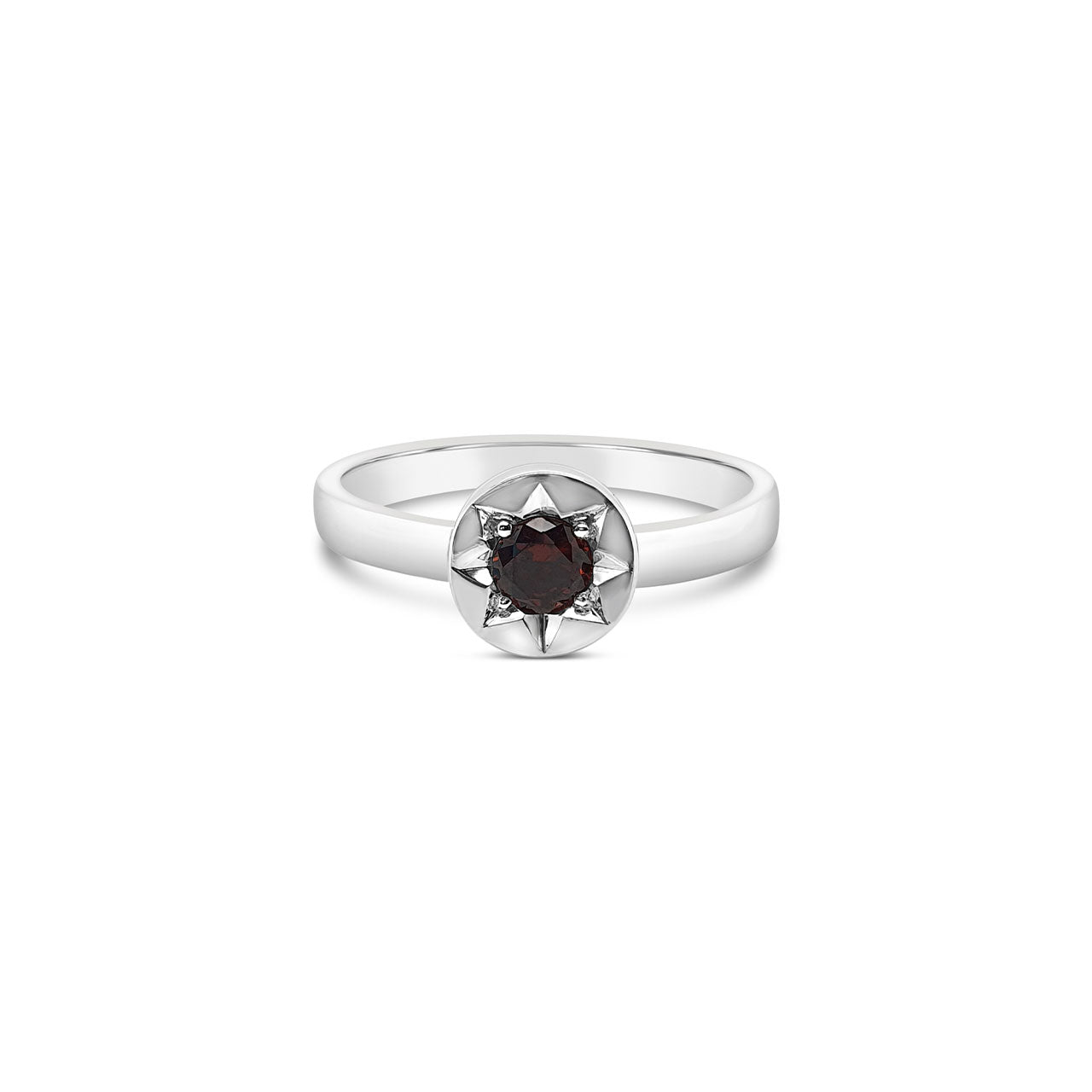 Sterling Silver Small Chocolate CZ Star Set Signet Ring