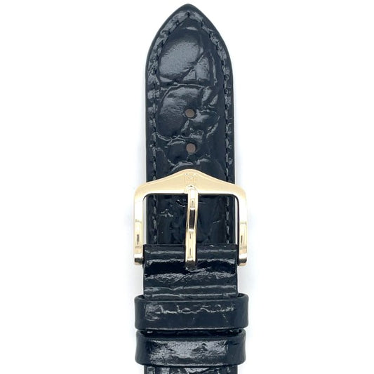 Crocograin - 18mm Black Medium Leather Watch Strap