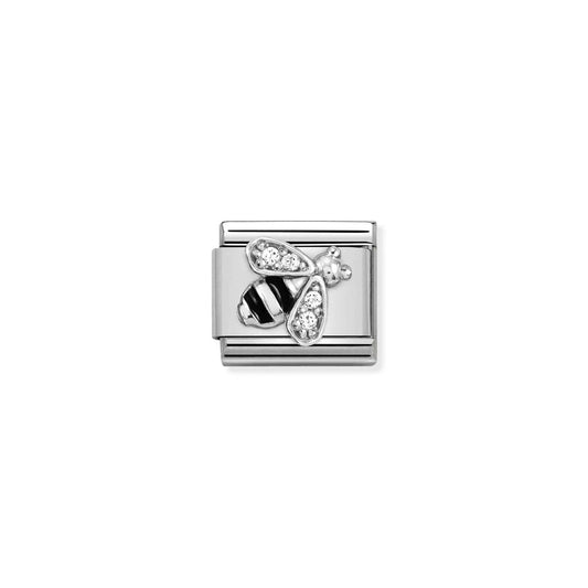Composable Classic Link 330321/02 Bee Black Enamel & CZ in Silver