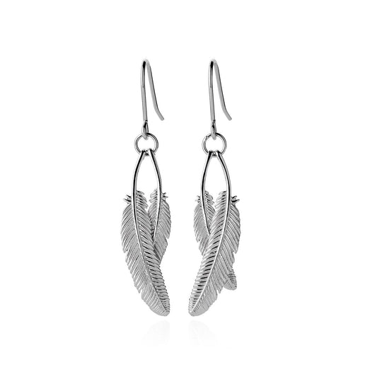 Sterling Silver Duo Miromiro Feather Earrings