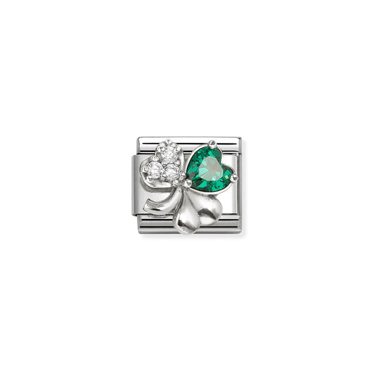 Composable Classic Link 330322/10 Clover With White & Green CZ In Silver