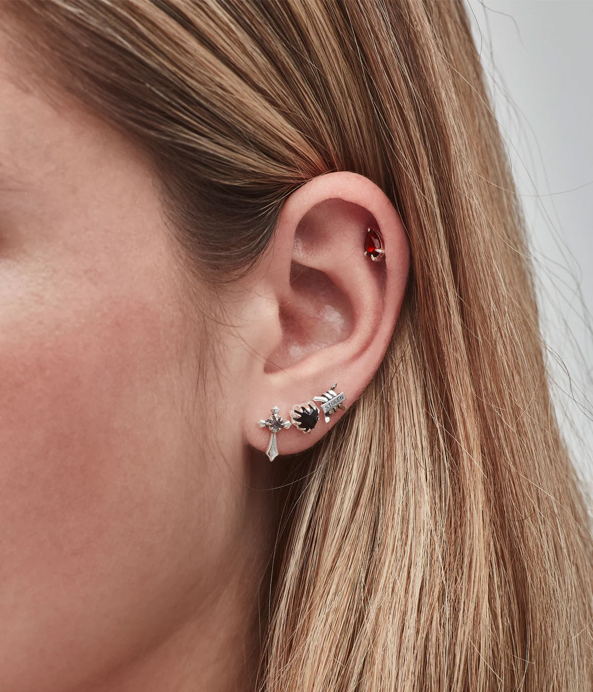 Gothic Cross Flat Back Single Earring