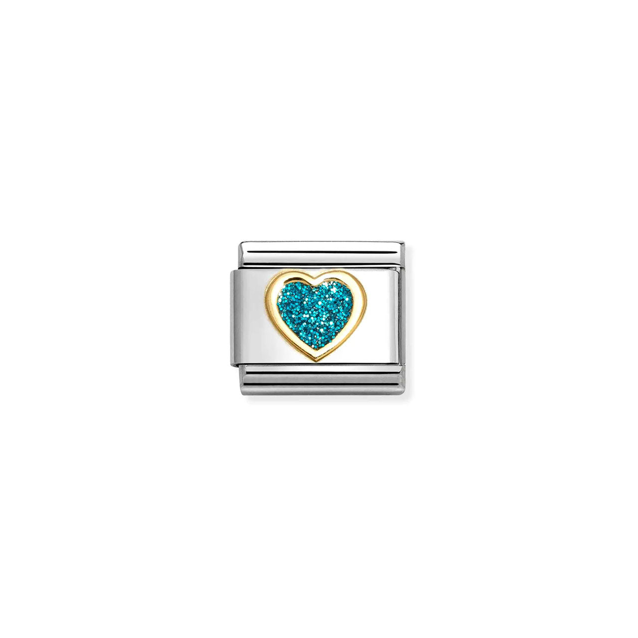Composable Classic Link 330102/04 Glitter Turquoise Heart in 18k Gold
