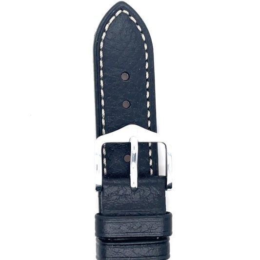 Boston - 18mm Black Long Leather Watch Strap