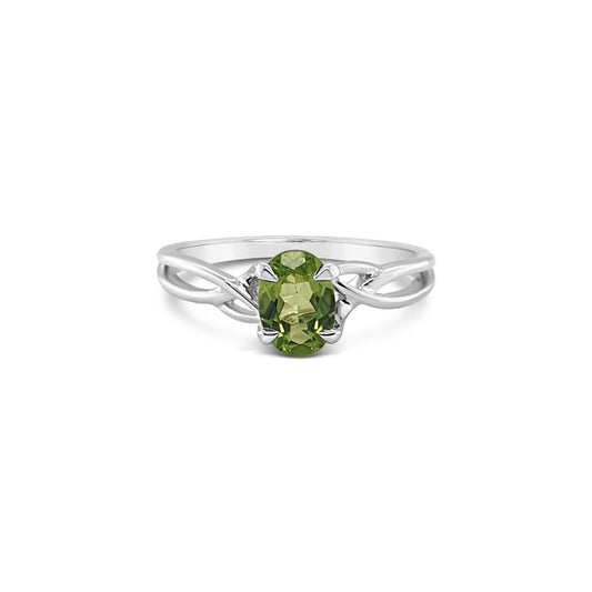 Sterling Silver Oval Twist Peridot Dress Ring